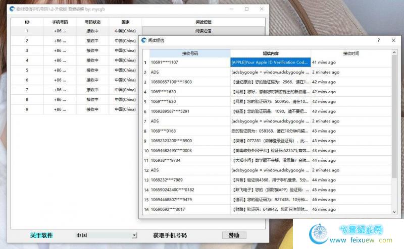 临时短信号码v1.2多线程版 接收验证码 PC软件